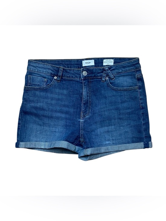 America Today Pants - High Waisted Denim Shorts Blue Cuffed Mom Shorts M Casual Summer Organic Cotton